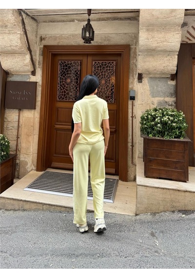 WeShaya Sarı Polyester Elastan Polo Yaka Takım Sarı