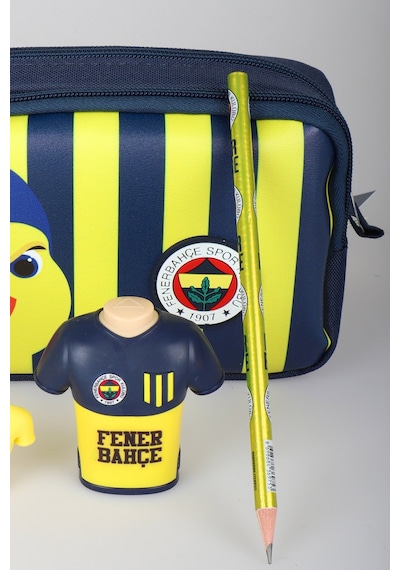 Lisanslı Fenerbahçe Yellow Collection Kalem Çantası,top Başlıklı Jel Kalem,forma Tasarım Kalemtraş,silgi Tepeli Kurşun Kalem Seti Altın