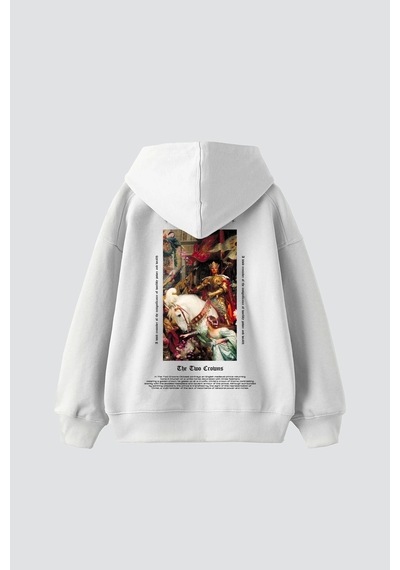 Startmore The Two Crowns Baskılı Oversize Unisex Premium Beyaz Beyaz