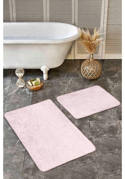Realhomes Real Homes 2'li Set Düz Renk Pembe 2'li Banyo &amp Mutfak Paspas Takımı Genel