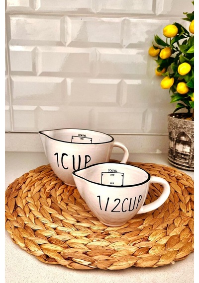 2'li Ölçü Kabı Bardağı Ölçü Seti 250/500 Ml