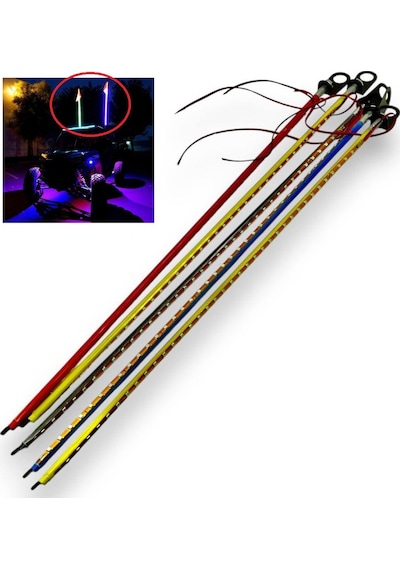 Atv Motosiklet Led Jop Anten Çok Renkli 55cm Bağlantı Aparatlı, Atv, Motosiklet Renkli Led