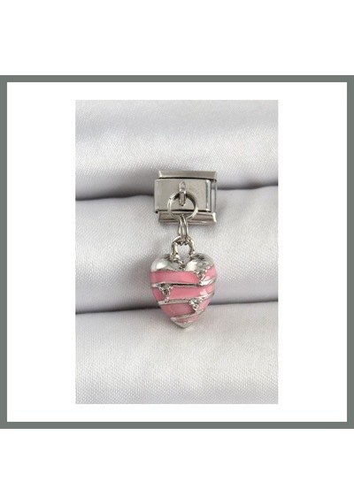 Mmb-trade 316l Çelik Gümüş Renk Pembe Kalp Model Nomination Charm Mmbz