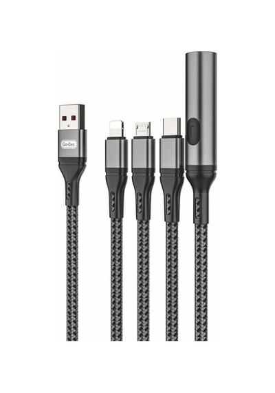 Go-Des Lightning Apple iPhone Uyumlu &type-c&micro Usb Ultra Hızlı Şarj Kablosu Gd-uc321 4in1 Çakmak Özellikli