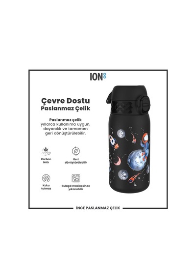Ion8 - Paslanmaz Çelik Çocuk Suluk - Uzay - 400 Ml - Sızdırmaz Çok Renkli