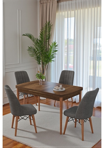 70x110 Cm Mutfak Masası Takımı 4 Kişilik Sabit Masa Sandalye Takımı Ceviz Masa - Antrasit Ceviz - Antrasit 70x110 Cm Mutfak Masası Takımı 4 Kişilik Sabit Masa Sandalye Takımı Ceviz Masa - Antrasit Ceviz - Antrasit