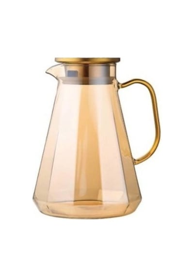 Morponi Borosilikat Cam Metal Kapaklı Lüks Elmas Sürahi 1900 Ml Gold