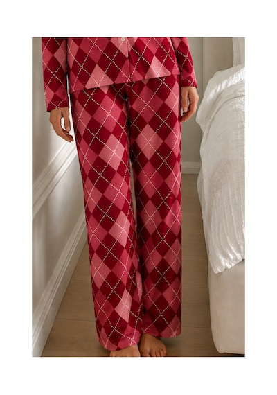 Fit Women Kadın Bürümcük Tam Boy Kırmızı Pijama Takımı