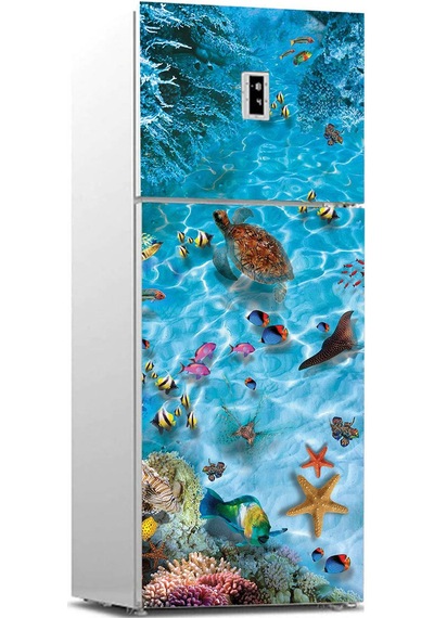 Buzdolabı Sticker Kaplama Dolap Kaplama Etiketi Sualtı Dünyası