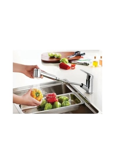 Pull-out Eviye Bataryası, Krom Renkli Modern Tasarım Açık Bej