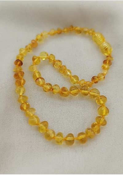 Kolye Kehribar Amber Doğaltaş Düğümlü Bebek Kolyesi 17873 Kahverengi