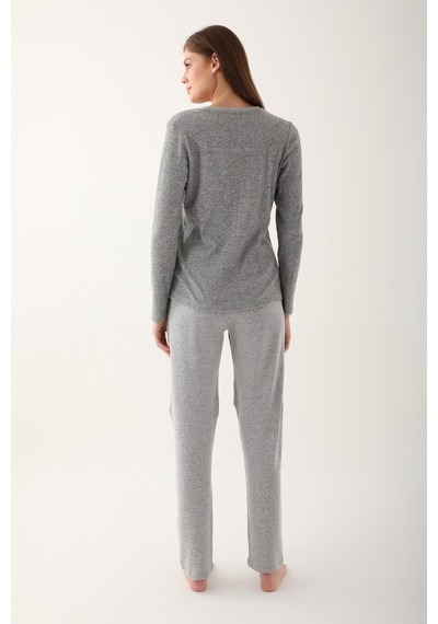 Pierre Cardin Gri Kadın Uzun Kol Pijama Takım