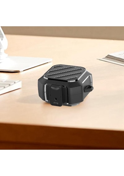 Hexa-shield Samsung Galaxy Buds4 Pro/buds 4 İçin Kılıf Güvenlik Kilit Tasarımlı Tam Koruma Sağlayan Galaxy Buds4 Kulaklık Kılıfı Karbon Fiber Görünümlü Samsung Buds 4 Pro Kılıfı Siyah