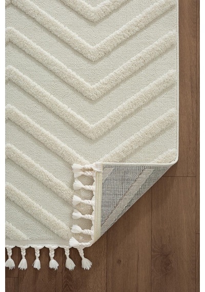 Loop Lp023w Beyaz Halı Dekoratif Sisal Yumuşak Bukleli Tozsuz Salon Halısı Yatak Odası Iskandinav-846 Beyaz