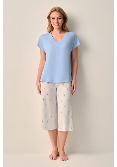 Suwen Maria Kapri Pijama Takımı Sh26610659348 Mavi