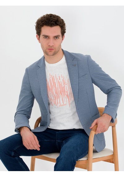 Cacharel Mavi Slim Fit Ceket