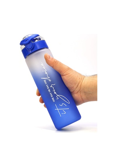 Su Matarası Tritan Geniş Ağız Su Şişesi Gradient Type Spor Matarası Suluğu Bpasız 630 Ml Mavi 0111
