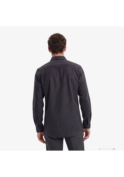 The Kooples Erkek Logo Baskılı Gri Gömlek