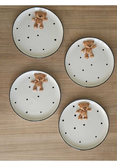 Teddy Bear 4 Adet Kabartma 21cm Tabak Çok Renk