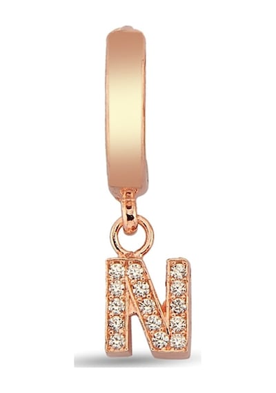 N Harfi Sallantılı 925 Ayar Gümüş Rose Tek Küpe - 12080302 Rose Gold