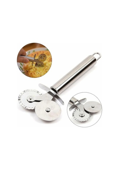 Çift Başlı Metal Pizza Kesici Ve Hamur Ruleti Renkli