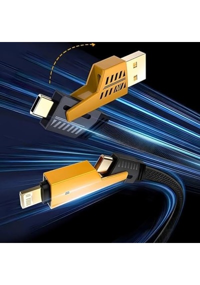 4'ü 1 Arada 65w Pd Hızlı Şarj Kablosu - Type C/usb/lightning Destekli 100 Cm Dayanıklı Örgü Yapı - Akıllı Ve Diğer
