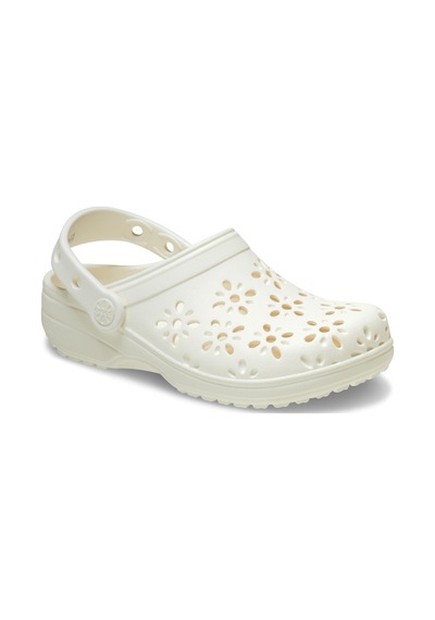 Crocs Classic Floral Cut Out Clog Kadın Terlik Krem Krem