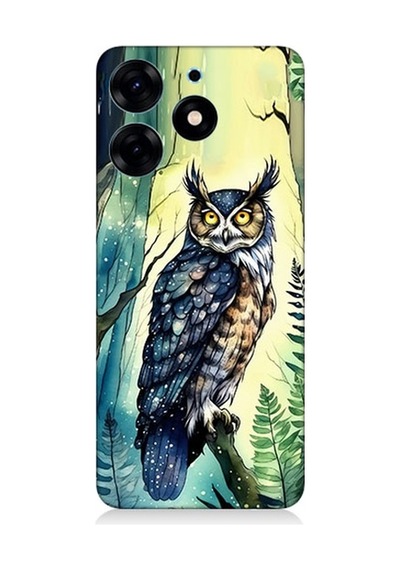 Tecno Spark 10 Pro Uyumlu Gece Ve Baykuş Desenli Silikon Kılıf
