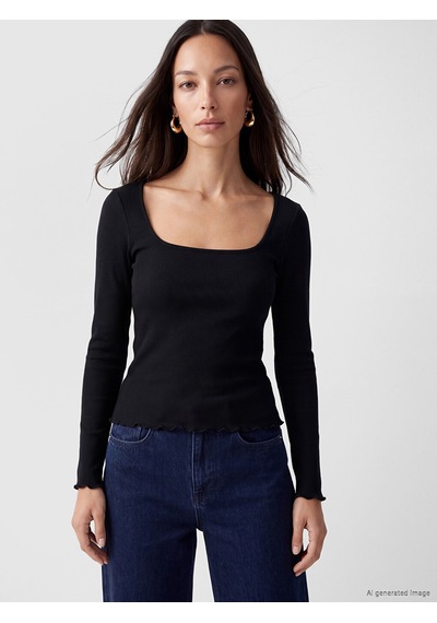 Lc Waikiki Lc Waıkıkı Siyah U Yaka Kadın Fitilli Body