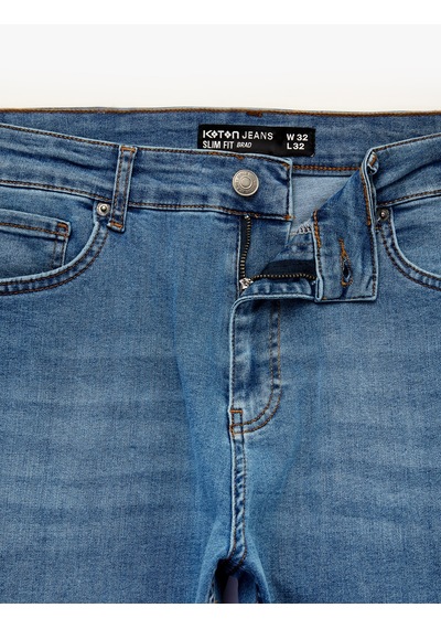 Koton Normal Bel Cepli Pamuklu Slim Fit Jean Pantolon - Brad Jean Orta İndigo 6sam40361nd Koton Normal Bel Cepli Pamuklu Slim Fit Jean Pantolon - Brad Jean Orta İndigo 6sam40361nd