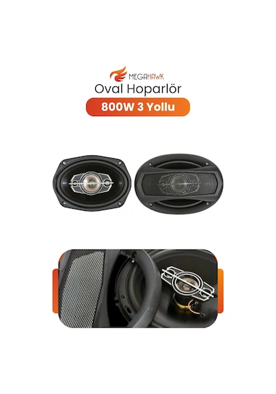 6x9 Oto Hoparlör 800w 3 Yollu Oval Araç İçi Kapı Hoparlörü Güçlü Ses Sistemi
