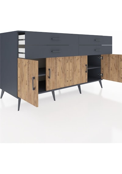 Kronos Konsol 2 Raflı 4 Çekmeceli 8 Kapaklı 176x59x99 Antrasit-ça Antrasit-çam/antrasit Kronos Konsol 2 Raflı 4 Çekmeceli 8 Kapaklı 176x59x99 Antrasit-ça Antrasit-çam/antrasit
