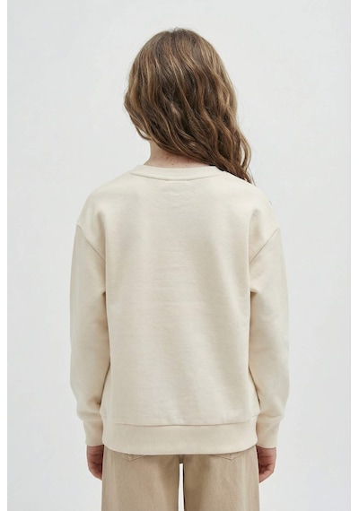 Defacto Kız Çocuk Relax Fit Bisiklet Yaka Basic Düz Sweatshirt A2797a825auer134 Ekru