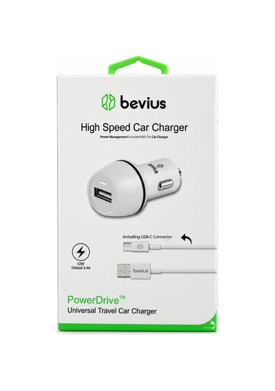 Type-c Beyaz 12w Kablolu Araç Şarj Cihazı Powerdrive