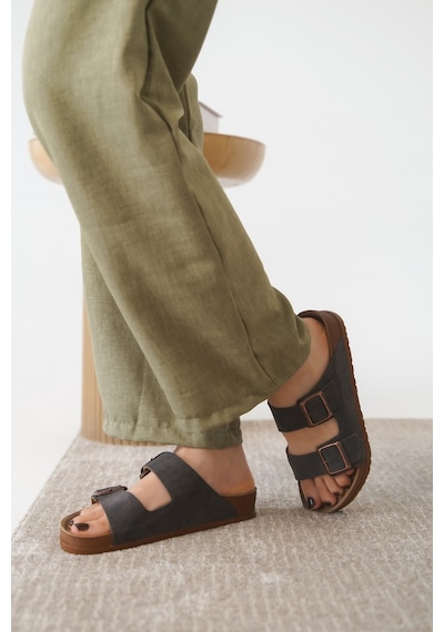 Daxtors Arizona Günlük Ortopedik Unisex Tokalı Terlik Kahverengi