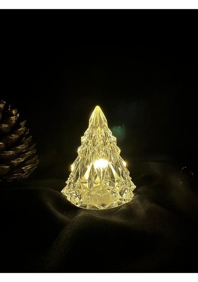 Lapidaria Kristal Elmas Teklli Çam Ağacı Mum Seti 8 Cm Yılbaşı Led Mum, Sarı, Tycpw6utxn1699200