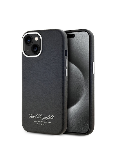 Apple Uyumlu iPhone 14  Kılıf Karl Lagerfeld  Lisanslı Kl Yazılı Hotel Kapak Siyah