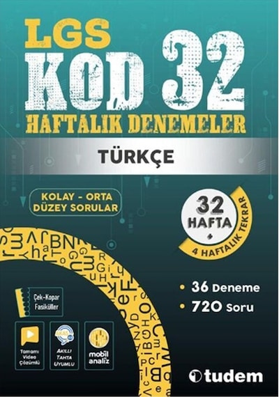 LGS Türkçe Kod 32 - Haftalık Denemeler- Tudem Yayınları