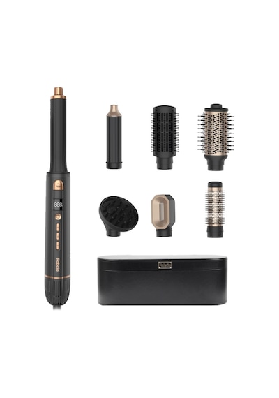 Fabcio Airset 7 Başlıklı Saç Kurutma, Düzleştirici, Bukle Ve Şekillendirici Set Siyah/gold Siyah