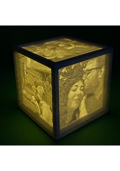 Sihirli Anılar 4 Fotoğraflı Lithophane Beyaz Dekoratif Gece Lambası 7x7 Cm