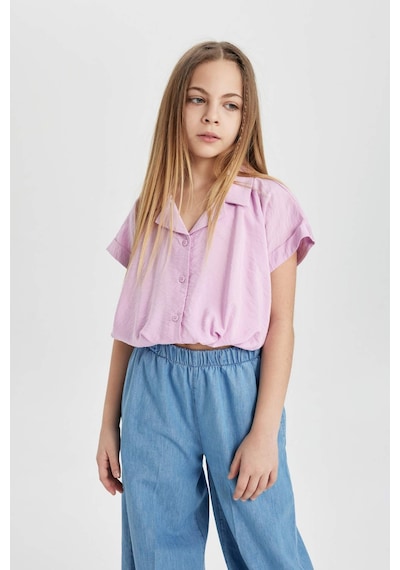 DeFacto Kız Çocuk Cropped Fit Kısa Kollu Gömlek B5063A824SMPN444