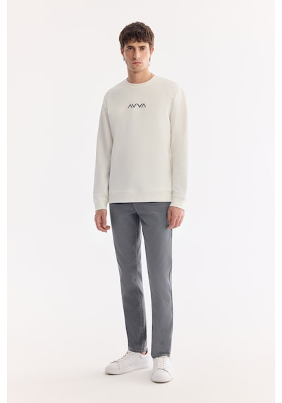 Avva Erkek Ekru Bisiklet Yaka Pamuklu Kolay Ütülenen Bi-stretch Regular Fit Sweatshirt A61y1205