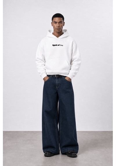 Respire Erkek Spirit Patch Detaylı Oversize Hoodie Ekru