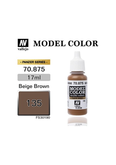 17 Ml. 135 Beige Brown-matt Model Color Serisi Maket Boyası, Vallejo 70875 Standart
