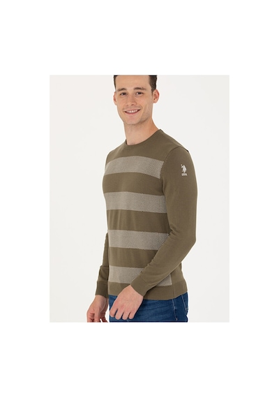 U.S. Polo Assn. U.s. Polo Assn. Bisiklet Yaka Slim Fit Erkek Kazak Natur Haki