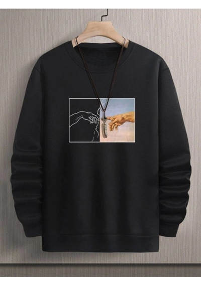 Startmore Adrift Hands Renkli Oversize Bisiklet Yaka Pamuklu Sweatshirt Beyaz Siyah