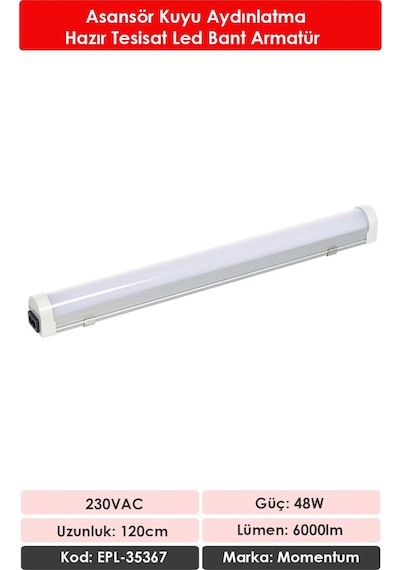 Momentum Lineer Led Armatür T10 7000k 230vac 40w 120cm Epl-35367 Beyaz