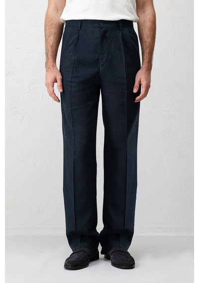 Antioch Keten Karışımlı Erkek Baggy Pantolon Lacivert