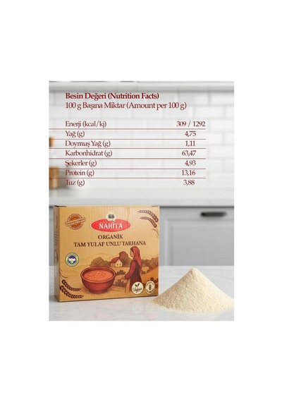 Nahita Organik Gulutensiz Tam Yulaf Unlu Tarhana 500 G