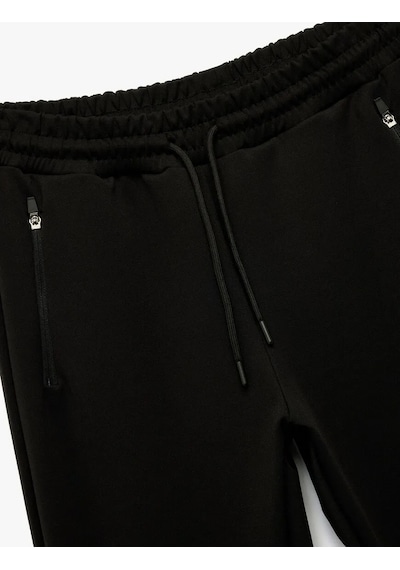 Koton Straight Fit Beli Bağcıklı Jogger Erkek Eşofman Altı 6wam40029nk Siyah